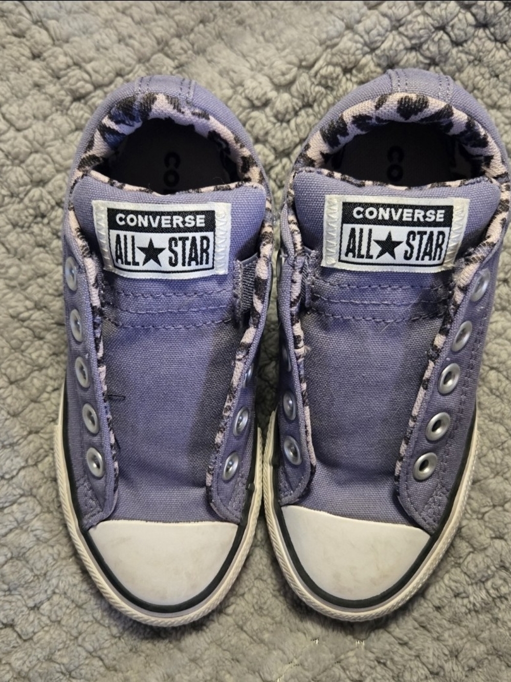 Converse Chuck Taylor All Star Kids Street Slip Purple Leopard Size 12